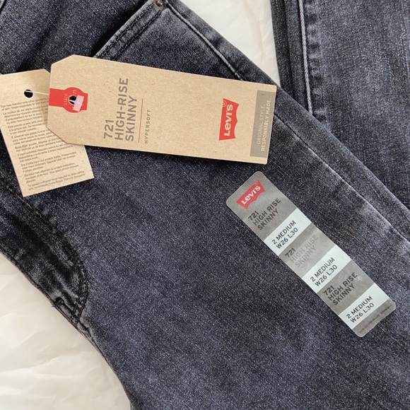 New Levi’s 721 high-rise skinny jeans high waisted black - Picture 7 of 10